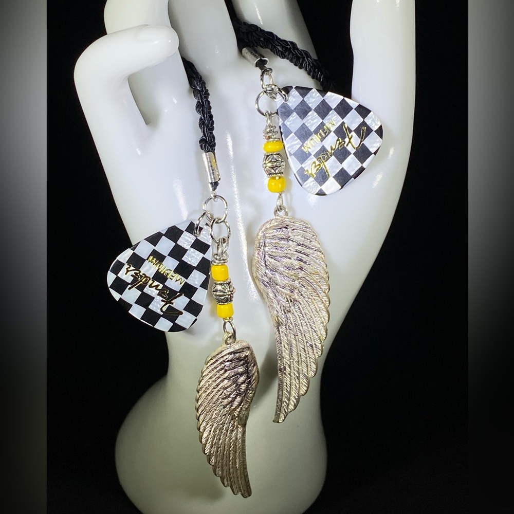 BFF Fender Guitar Picks and Angel Wings Bracelets
